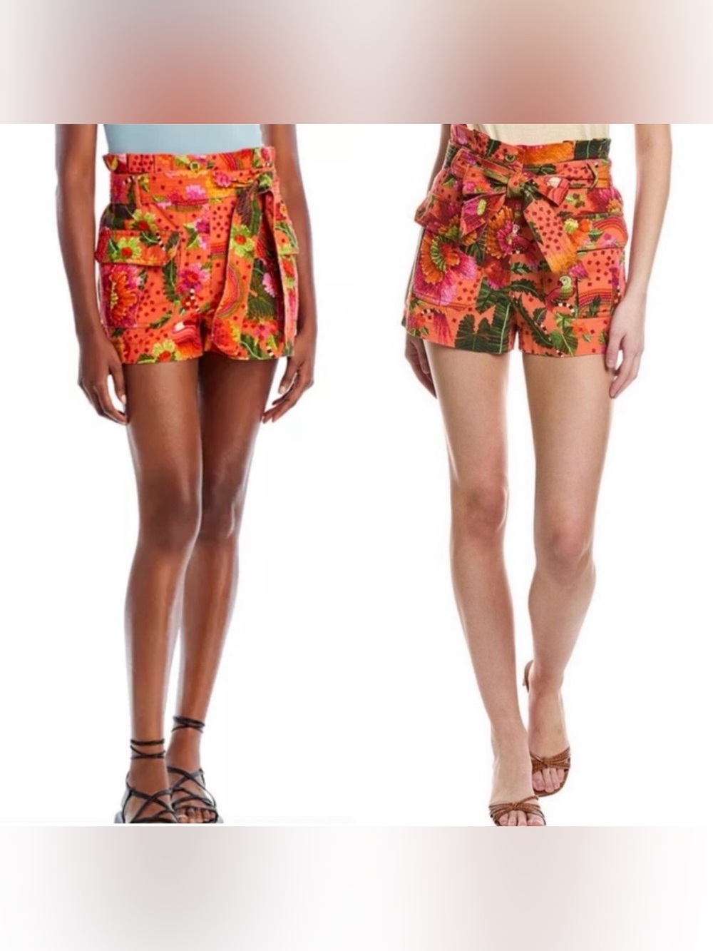NWT FARM RIO blooming garden shorts orange boho tropical beach vacay floral sz M